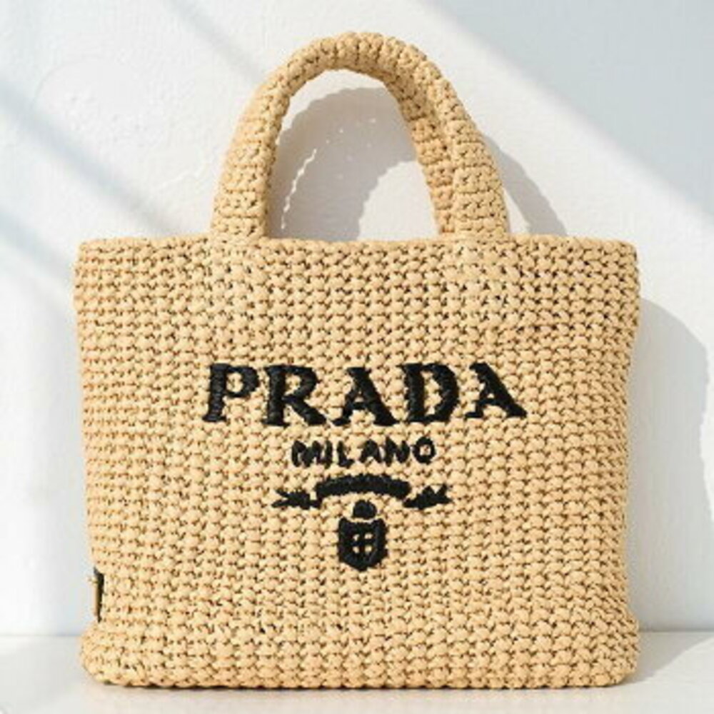 Prada handbag crochet tote bag basket woven Spring Summer